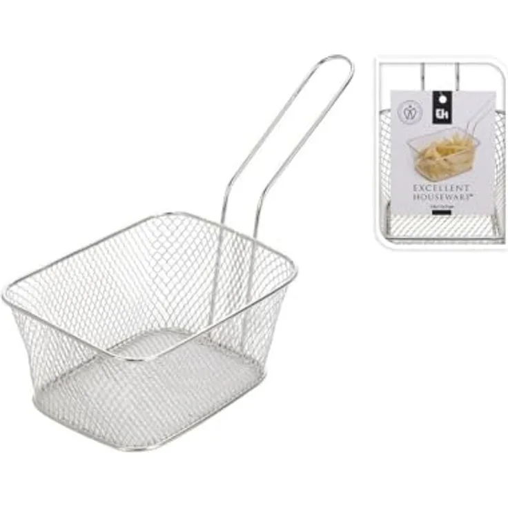 Excellent Houseware Fritteuse, Frittierkorb 14x11x7 cm, robust und vielseitig
