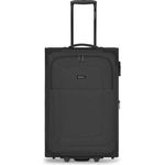 Redolz Essentials 12 2 Rollen Trolley M 67 cm mit Dehnfalte, Schwarzer Koffer (65 l, M)