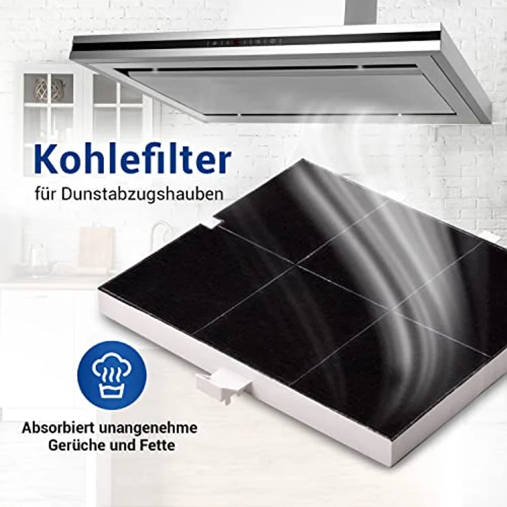 VIOKS Kohlefilter Dunstabzugshaube 255x225x23mm Ersatz für Balay 00361047 361047 FKS170BSH DHZ5136 LZ51351 Z5117X - Aktivkohlefilter mit Einkerbung, passend für Viva, Neff, Constructa - schwarz – Bild 2