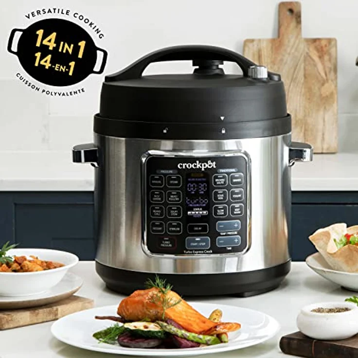Crock-Pot Turbo Express Multikocher CSC062X, 14-in-1 Schnellkochtopf mit 5,6 l Fassungsvermögen, Schongarer und Dampfgarer, Turbo-Einstellung für 20% schnellere Zubereitung – Bild 2