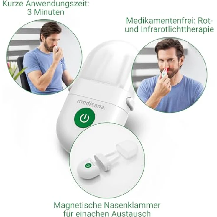 Medisana medinose compact, Infrarotlampe zur Rot- und Infrarotlichttherapie bei allergischer Rhinitis, kabellos, 3 Minuten Anwendungszeit – Bild 4