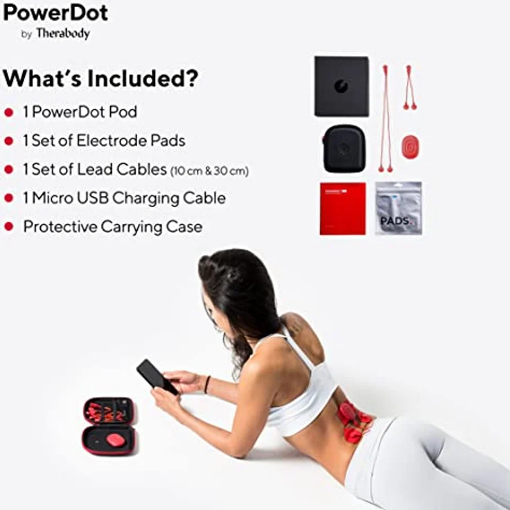 PowerDot 2.0 - Intelligenter elektrischer Muskelstimulator - TENS - UNO rot - App-gesteuerter kabelloser elektrischer Muskelstimulator - Erholung, Kraft, Schmerzen lindern – Bild 4