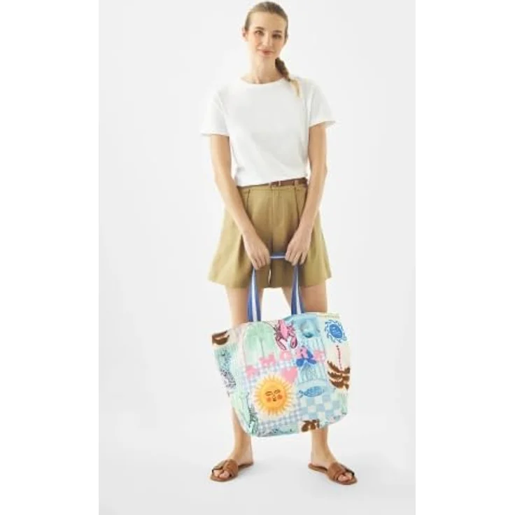 Codello Shopper, Baumwoll-Canvas mit fröhlich-sommerlichem Muster und AMORE-Stickerei – Bild 5
