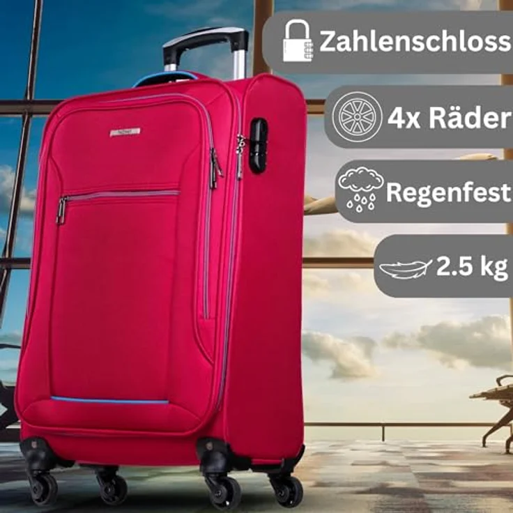 NOWI Nowi Sevilla 4 Rollen Trolley 64 cm, pink, 100% Polyester, kompakte Reisegröße – Bild 3
