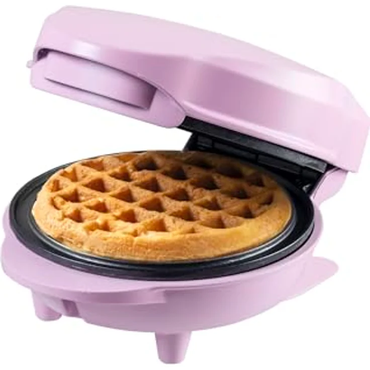 Bestron Mini-Waffeleisen AMW500L, kleiner Waffelmaker mit Antihaftbeschichtung, Retro Design in Lila Mattiert, 550 Watt – Bild 1