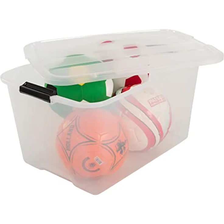 IRIS 6er-Set stapelbare Aufbewahrungsboxen 'Top Box', mit Deckel und Klickverschluss, 45 Liter, Kunststoff - Plastik, transparent – Bild 4