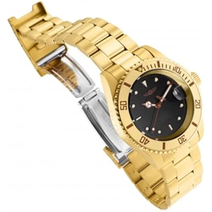 Invicta Pro Diver Automatikuhr, 40mm, Edelstahl, gelb-goldfarbenes Band und Gehäuse, kratzfestes Mineralglas – Bild 2