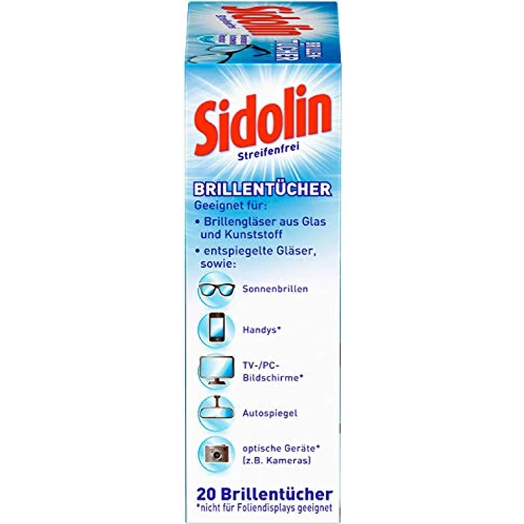 Sidolin Brillenputztücher, 10er Pack (10 x 20 Stück), feuchte Reinigungstücher für streifenfreie Reinigung von Brillen und Displays – Bild 4
