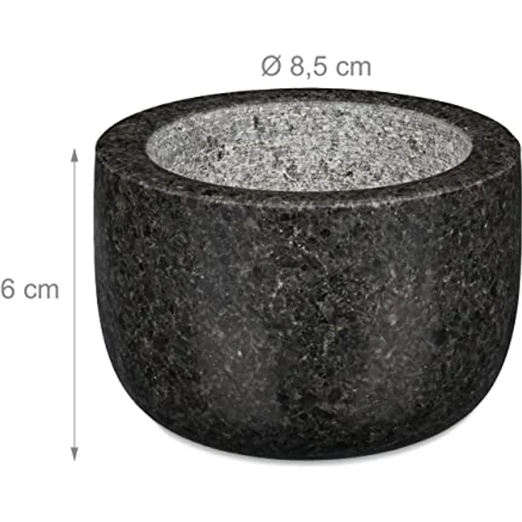 relaxdays Mörser Granit Mörser mit Stößel klein, aromatisches Zerkleinern von Gewürzen, robustes Naturmaterial, Grau – Bild 4