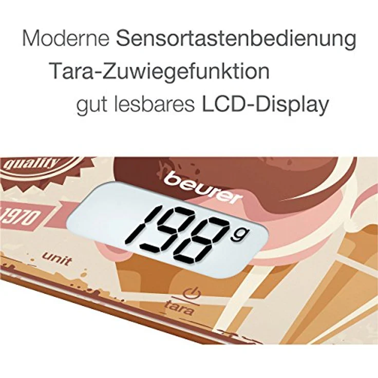 Beurer KS 19 Ice-Cream Küchenwaage, digitale, mit Tara-Zuwiegefunktion, Sensortastenbedienung, 5kg Tragkraft – Bild 4