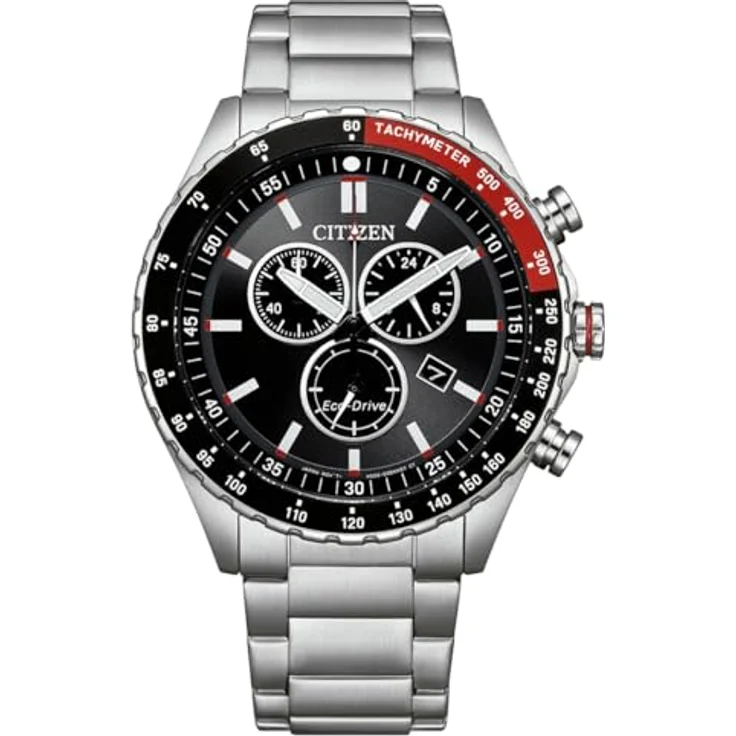 Citizen AT2566-88E Eco-Drive Solaruhr, Herrenuhr Chronograph Edelstahlfarben Schwarz, 43 mm, 10 ATM wasserdicht – Bild 1