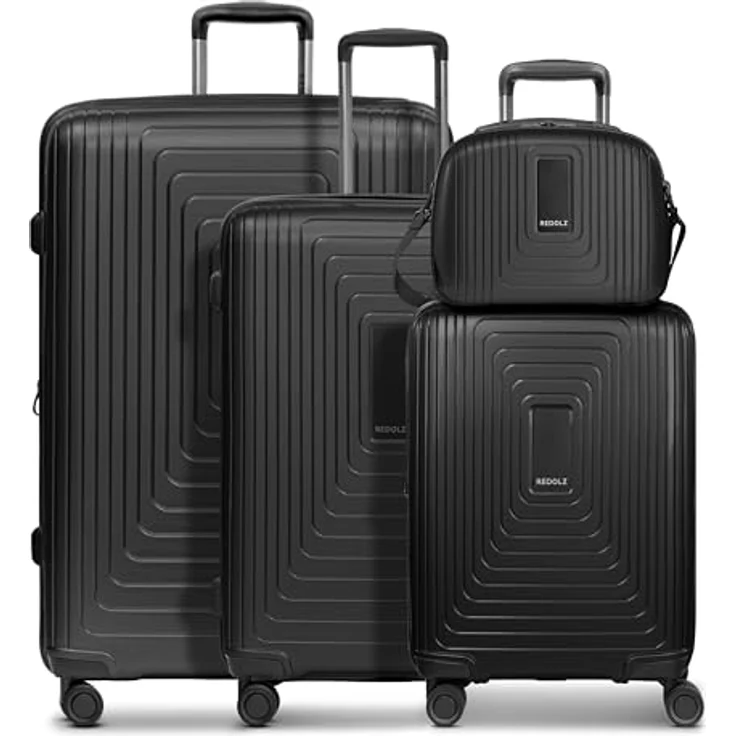 REDOLZ Hartschalen Koffer-Set-4-teilig | S 55 cm + M 66 cm + L 77 cm + Beauty-Case | leichte 2,9 kg / 3,7 kg / 4,4 kg / 1,1 kg | Wasserfeste Reißverschlüsse | Essentials 14 – Bild 3