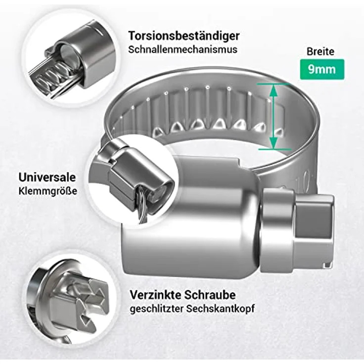 Schlauchschellen Chromstahl Schlauchklemmen Schellen 1x 10-16mmØ Schelle Waschmaschinenschlauch Rohrschellen für Schlauch Poolschlauch Waschmaschine Pool Klemmschelle Waschmaschine Abfluss Adapter – Bild 3