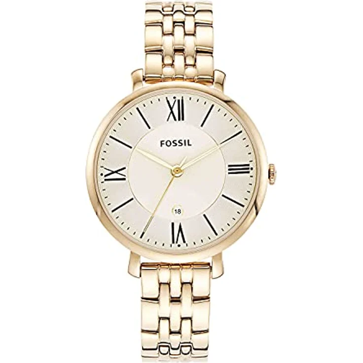 Fossil Damenuhr Jacqueline, Quarzwerk, 36mm Gold Edelstahlgehäuse mit Edelstahlarmband, ES3434 – Bild 1