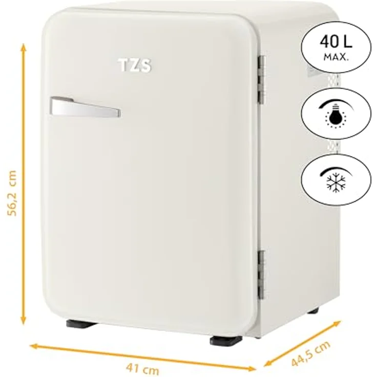TZS First Austria Minikühlschrank | Retro Design | Leiser Betrieb | Einstellbare Kühlleistung | 40L | creme – Bild 2