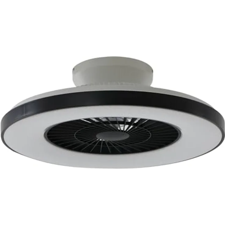 Lindby Paavo, Deckenventilator mit dimmbarem LED-Licht, Fernbedienung und Tuya App, schwarz-weiß, Ø60 cm, 39W, 3900lm