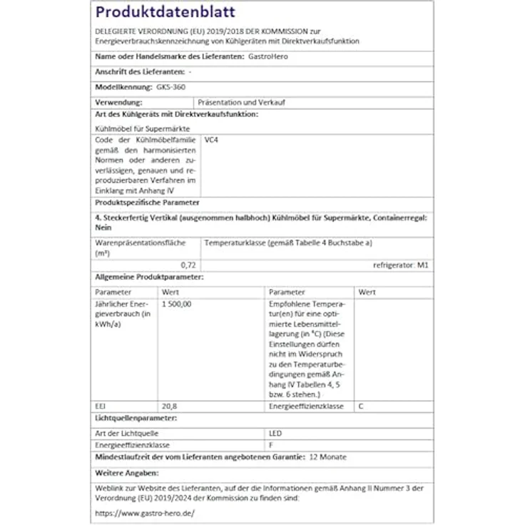 GastroHero Getränkekühlschrank GKS-360, 360 Liter, schwarz, abschließbare Glastür, temperaturregelbar 0 °C bis +8 °C, 5 höhenverstellbare Böden – Bild 10