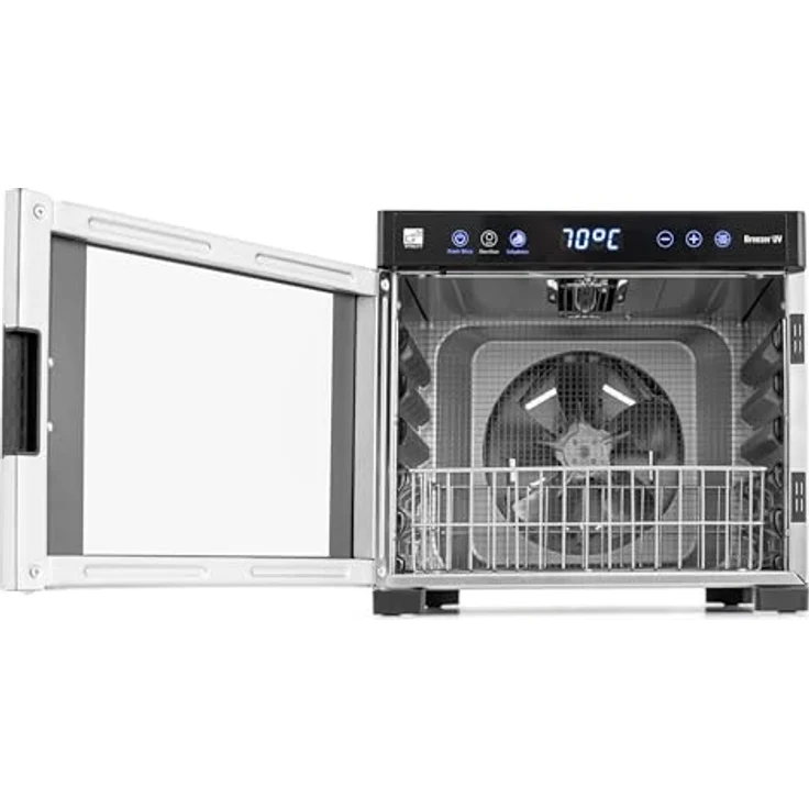 G21 Dörrautomat/Obsttrockner G21 Breezer mit UV-Funktion, Edelstahl, 650 W, Zeitschaltuhr, Digitale Temperatureinstellung: 35–75 °C, 6 Trockenplatten, 6 Feinsieben – Bild 3