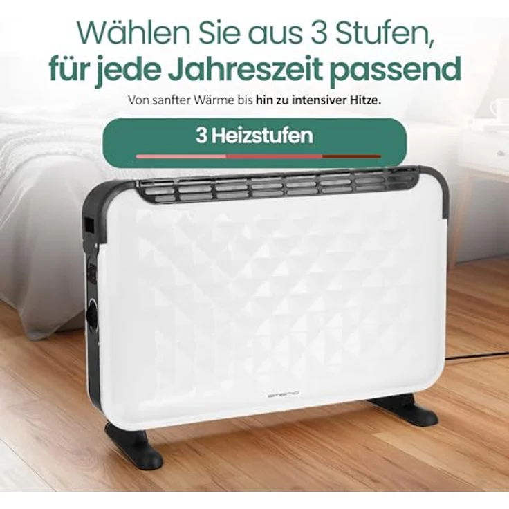 Emerio Konvektor CH-106492, 2000W Heizgerät mit 3 Heizstufen für Räume bis 25 qm, weiß – Bild 3