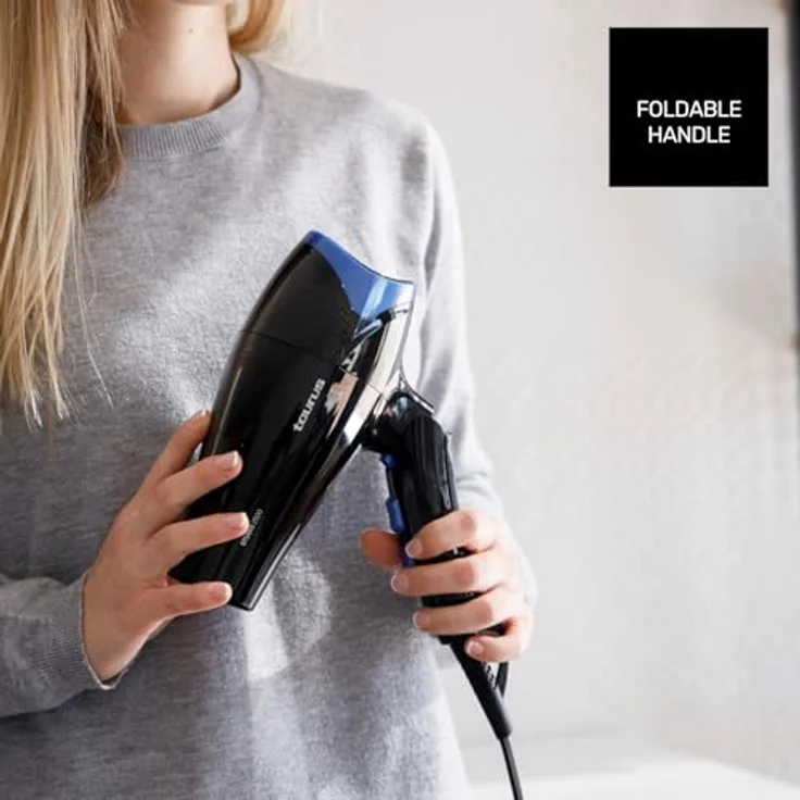 Taurus Föhn Studio 2500, klappbarer Haartrockner mit 2400W, 2 Geschwindigkeiten, 3 Temperaturstufen, Kaltluftfunktion und abnehmbarem Filter, ideal für Reisen & Fitnessstudio – Bild 5