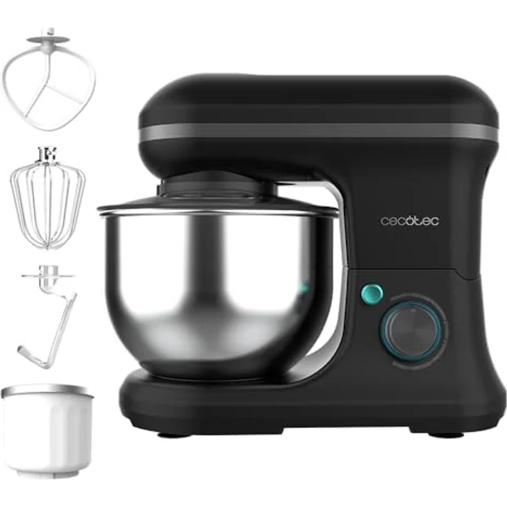 Cecotec Rühr- und Knetmaschine Cecomixer Merengue 5L 1200 Ice-Cream Schwarz. 1200 W, 5-Liter-Schüssel aus Edelstahl und Zubehör zum Schlagen und Kneten, inklusive Funktion zum Eiscreme machen – Bild 2