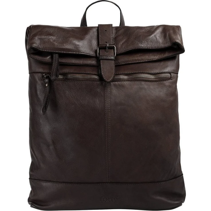 forty° Tagesrucksack aus echtem Leder, Made in Italy, Vintage Look, quadratisch, braun – Bild 1