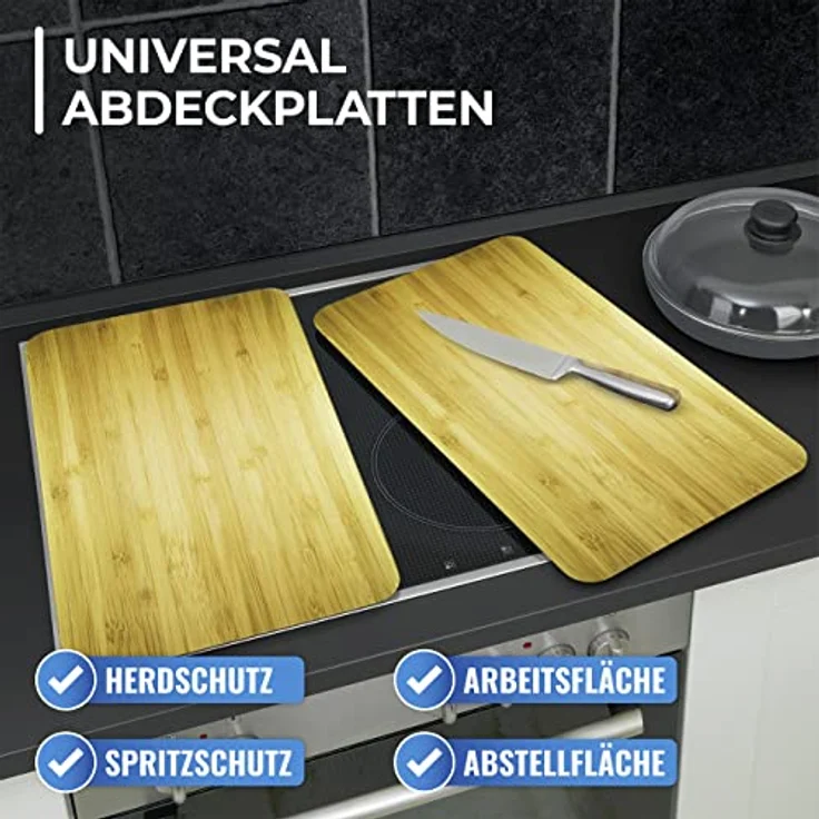Wenko Herdabdeckplatte Universal Holz-Optik, 2er Set, für alle Herdarten – Bild 3