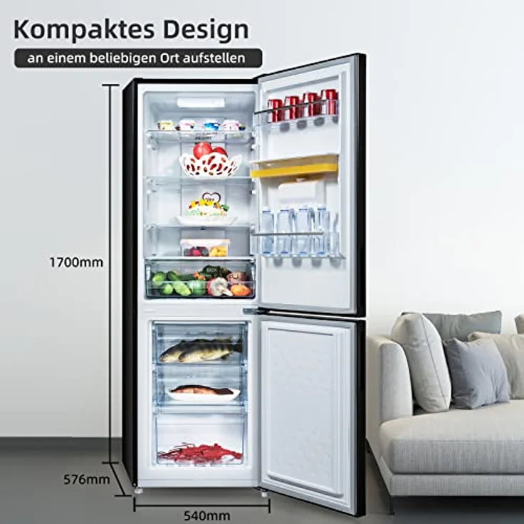 CHIQ FBM228NE4DE Freistehender Kühlschrank mit Gefrierfach,Kühl-Gefrierkombination 231L,No Frost,Multi-Air Flow,Wasserspender,170 cm hoch,12 Jahre Garantie auf den Kompressor – Bild 3