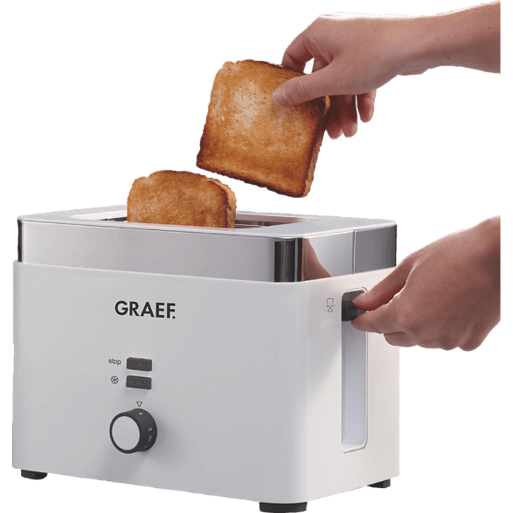 Graef TO 61 2-Schlitz-Toaster, 1000 Watt, 6 Bräunungsstufen, Kunststoff, Edelstahl, weiß – Bild 4