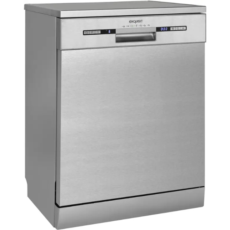 Exquisit GSP9313-030E inox, Geschirrspüler, Geräuschemissionsklasse C, Geräuschemissionen 49 Dezibel, Breite 59,8 cm, Startzeitvorwahl
