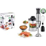 Kiwi KHB-4437 Stabmixer-Set, 1000W, inkl. Schneebesen, Zerkleinerer (1 Liter), Edelstahl, silber, schwarz