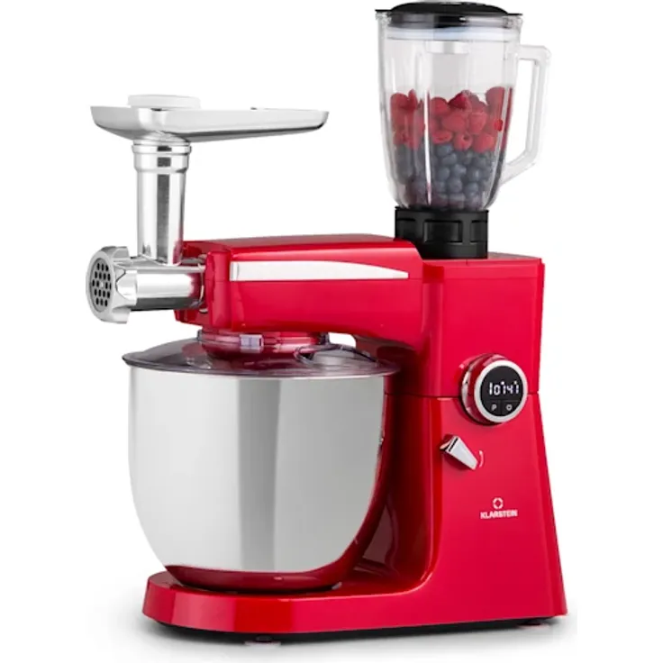 Klarstein Renata Rossa Küchenmaschine 3-in-1 2000 W / 2,7 PS 5 Ltr Edelstahl BPA-frei – Bild 1