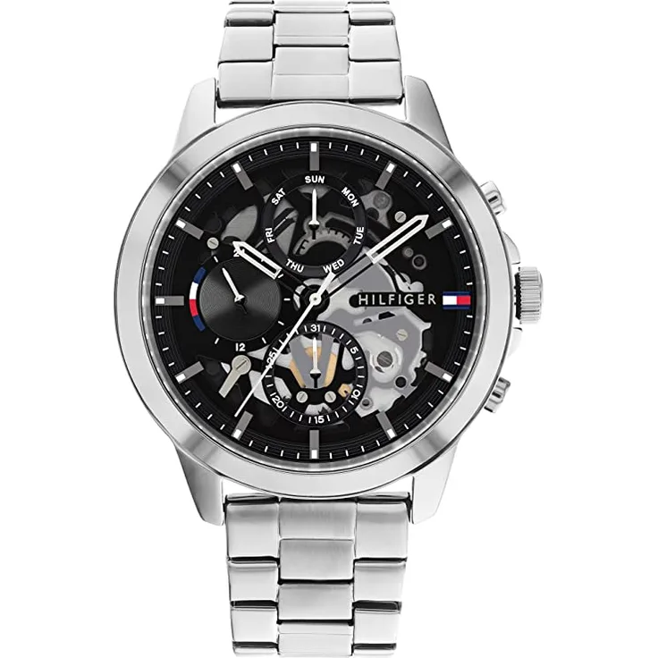 Tommy Hilfiger Armbanduhr Herren Quarz Dress 1710477, Quarzuhr, 44 mm, silber