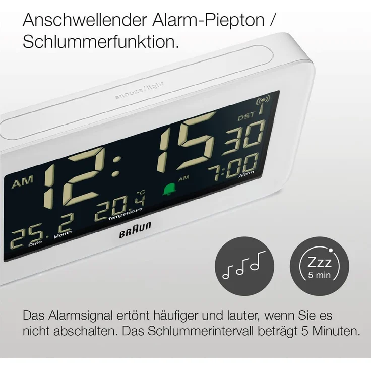 Braun BC10W DCF digitaler Wecker – Bild 6