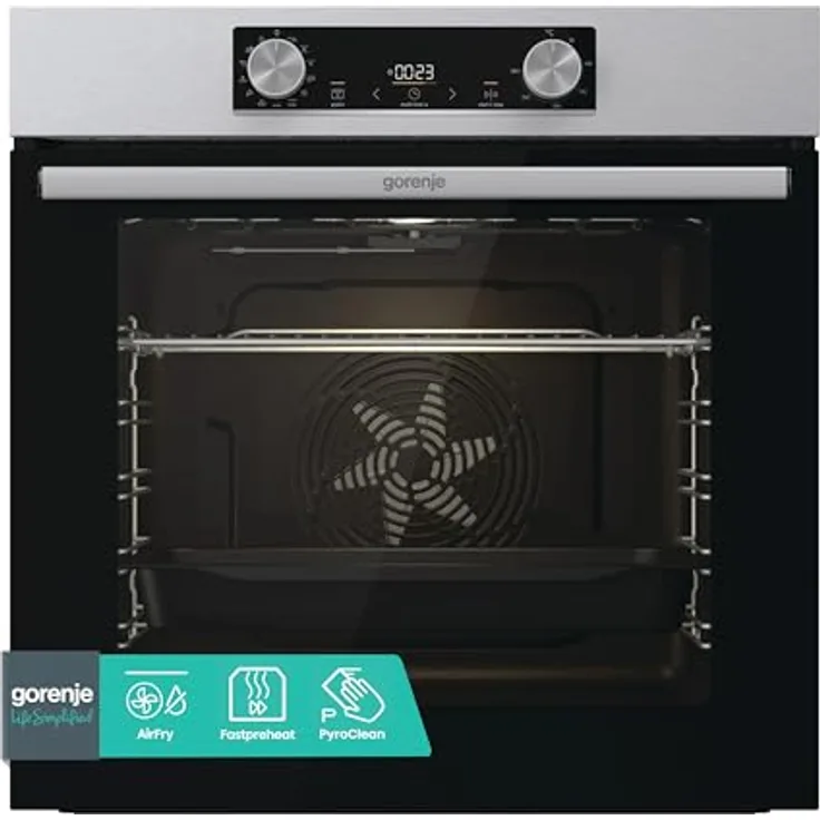 Gorenje BOP6737E02XK Einbaubackofen, 77 Liter, 60CM, Heißluft, EcoClean-Email, Air Fry, PyroClean, Max. Ofentemperatur 300 °C