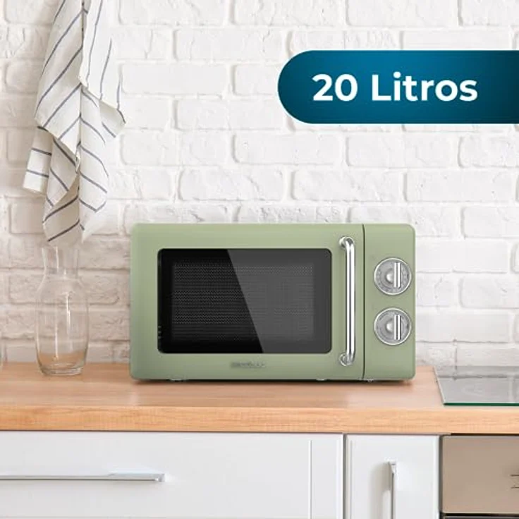 Cecotec Proclean 3010 Retro Grün Mechanische Mikrowelle, 20 l, 700 W, 6 Stufen, Timer bis zu 30 Minuten, Auftaumodus, Vintage-Design in Grün, Stahl-Finish – Bild 3