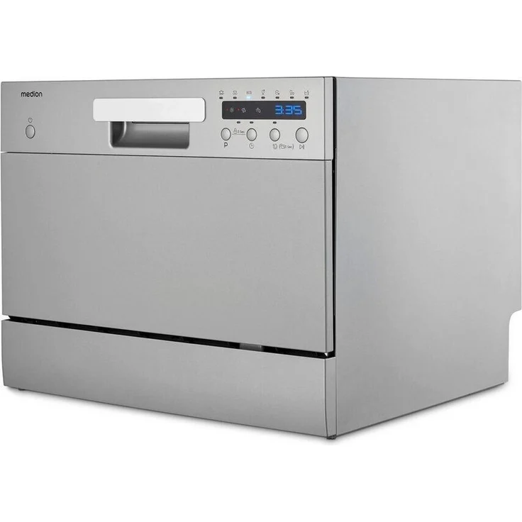 Medion MD 37496 Tischgeschirrspüler, silber, 6 Maßgedecke, Energieklasse D, AquaStop, kompakt, 6,5L Wasserverbrauch, 43,8cm hoch – Bild 1