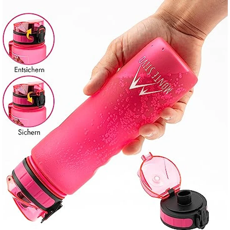 Lyseren Kindertrinkflasche 600 ml Trinkskala auslaufsicher Fruchtfilter Pink – Bild 5