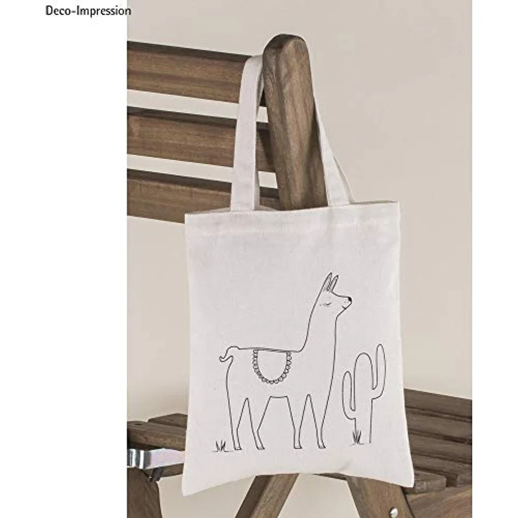 Rayher Baumwoll-Tasche m. Druck, Lama, natur, 20x25cm – Bild 2