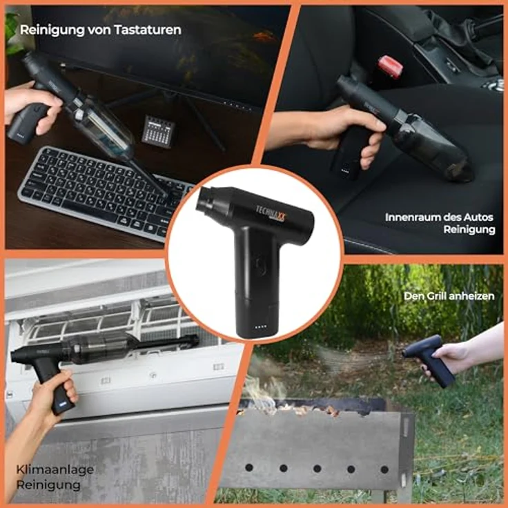 Technaxx Krümel-Akkusauger Technaxx Akku Staubgebläse mit Saugfunktion 160W TX-293, Handstaubsauger mit 5 Aufsätzen, schwarz – Bild 3