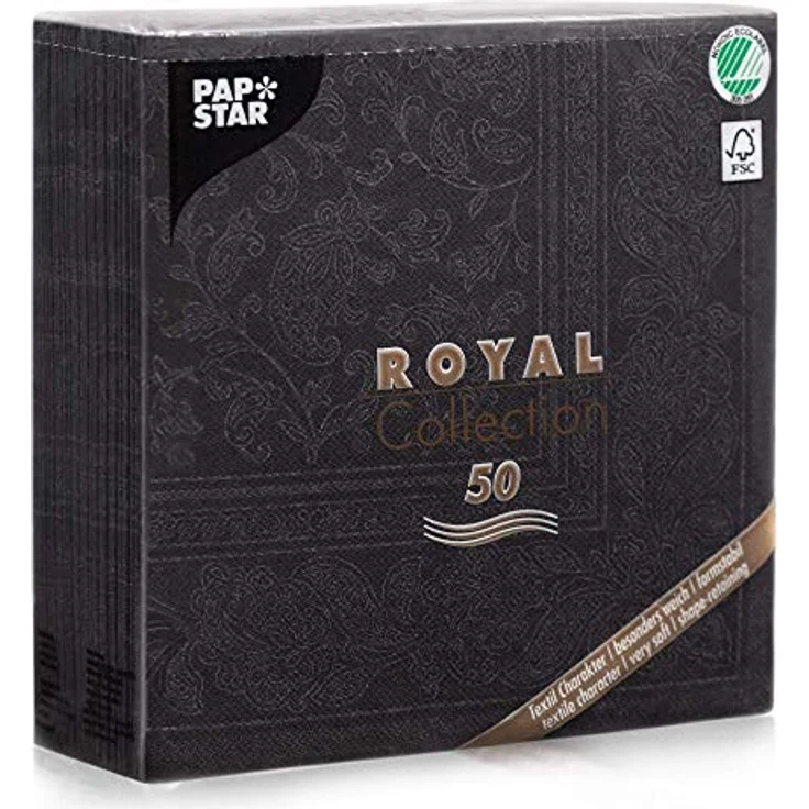 Papstar 50 Servietten ''ROYAL Collection'' 1-4-Falz 40 cm x 40 cm schwarz ''Ornaments'', #19828 – Bild 3