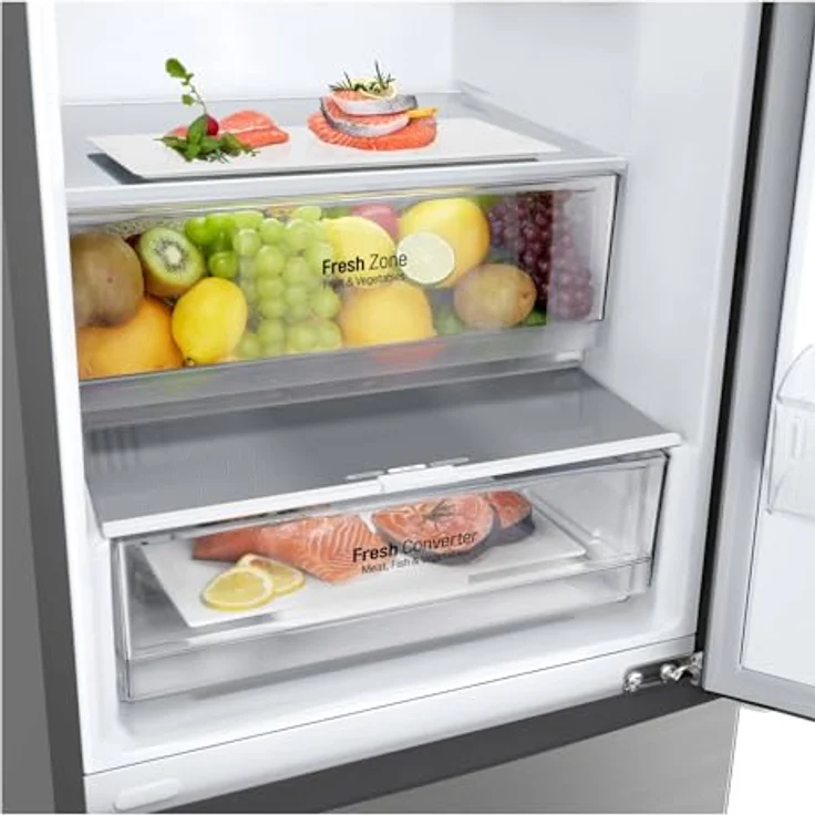 LG GBP62PZNAC Kühl-Gefrierkombination, freistehend, platinum silber, NoFrost, Schnellkühlen und -gefrieren, 0-Grad-Zone, Breite 60 cm, Energieklasse A – Bild 6