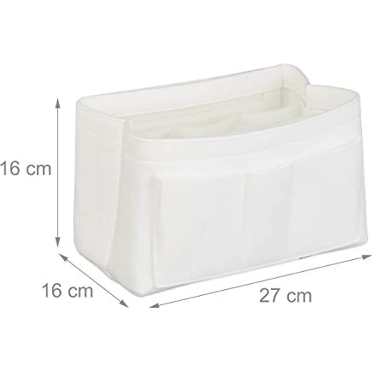relaxdays Handtasche Taschenorganizer Filz weiß, Größe S, mit 4 Außentaschen und 3 Innentaschen für Ordnung in der Handtasche – Bild 4