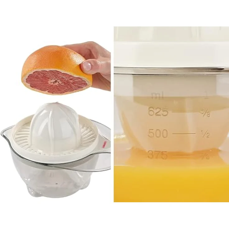 Leifheit Zitruspresse ComfortLine-Serie, Zitronenpresse aus hochwertigem Kunststoff, Saftpresse mit Auffangbehälter 600ml, Messskala und Ausgießer, Orangenpresse, Obstpresse mit Doppelkegel – Bild 4