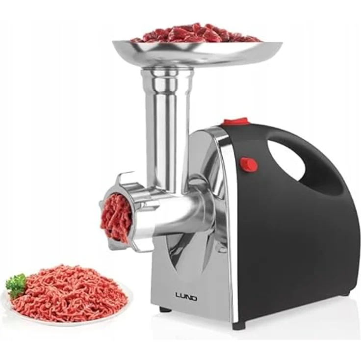 Lund 5-in-1 Fleischwolf, Gemüseschneider, Saftpresse, Wurstfüller 550 W mit Edelstahlklingen, schwarz – Bild 4