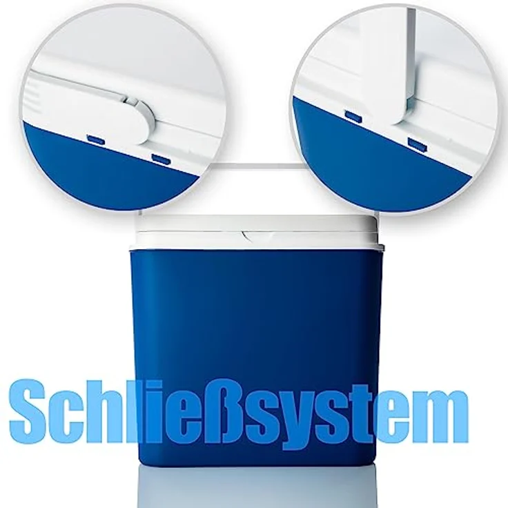Passive Kühlbox 24 Liter,inkl. 6 Kühlakkus, bis zu 9 Std. Kühlung, blau, weiß – Bild 4