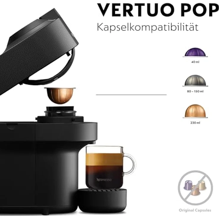 Nespresso Kapselmaschine Vertuo Pop ENV90.BAE von DeLonghi, inkl. Aeroccino Milchaufschäumer, Willkommenspaket mit 12 Kapseln - Farbauswahl: bunt – Bild 5