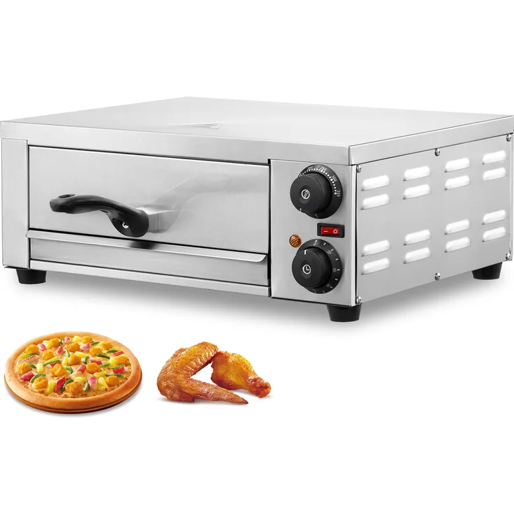 VEVOR Elektrischer Pizzaofen FY-P0-1, 12 Zoll 1500 W, Edelstahl mit Temperaturregelung und 60-Minuten-Timer, ideal für Restaurant und Zuhause