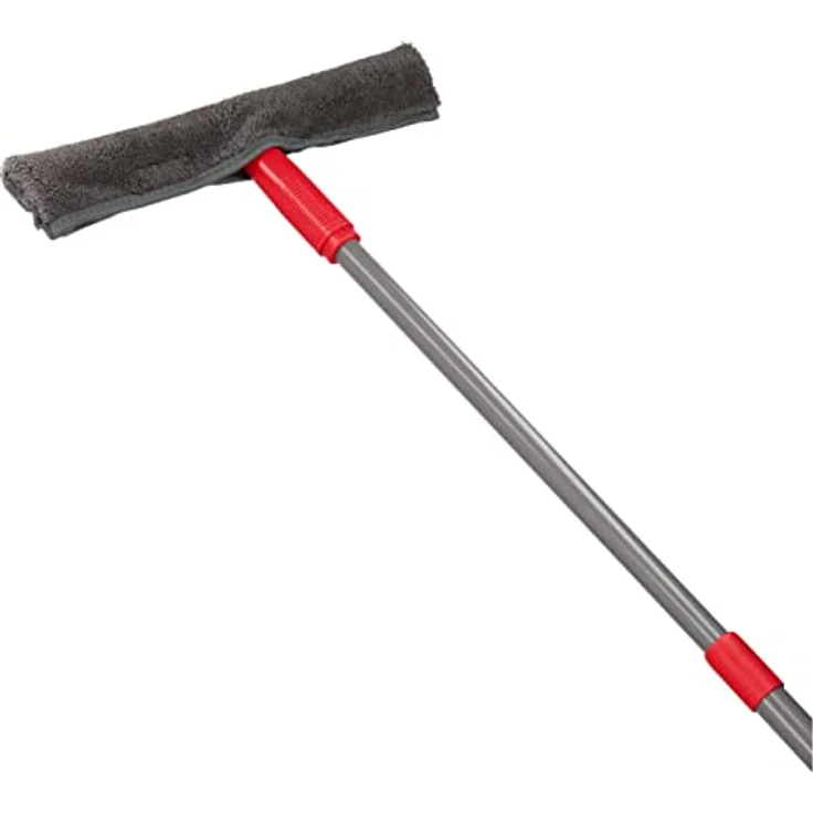 Dirt Devil Fensterwischer-Set - Teleskopstiel 57-129 CM - 2x Mikrofasertuch - Grau/Rot – Bild 2