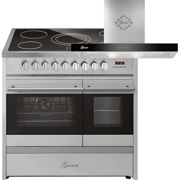 GURARI Elektro-Standherd GCH E 912 DF X+GCH F 462 IS 9 Prime, 90 cm, Doppelbackofen, 8 Betriebsfunktionen, mit Dunstabzugshaube und 1-fach-Teleskopauszug – Bild 1